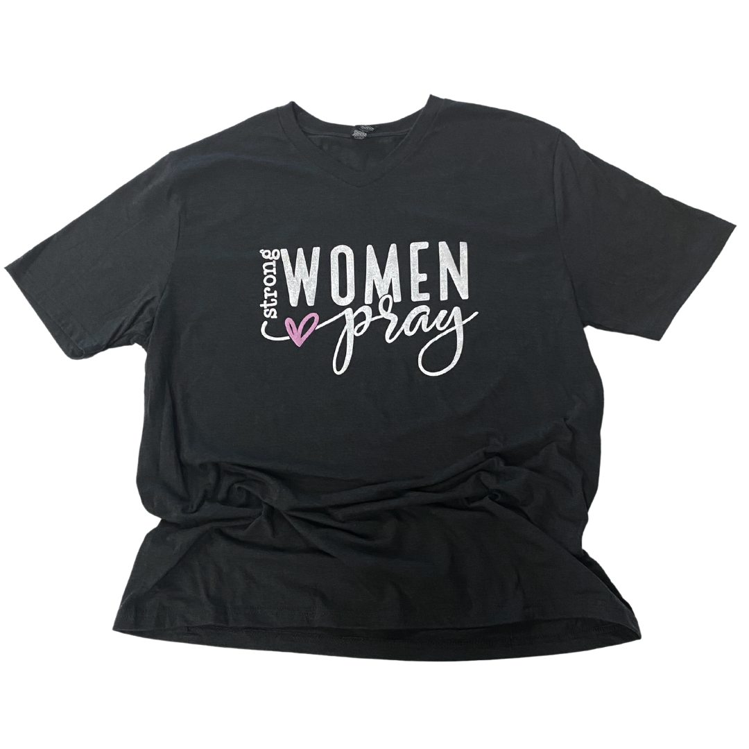 Strong Women Pray Vneck Tee Eternal Light Co