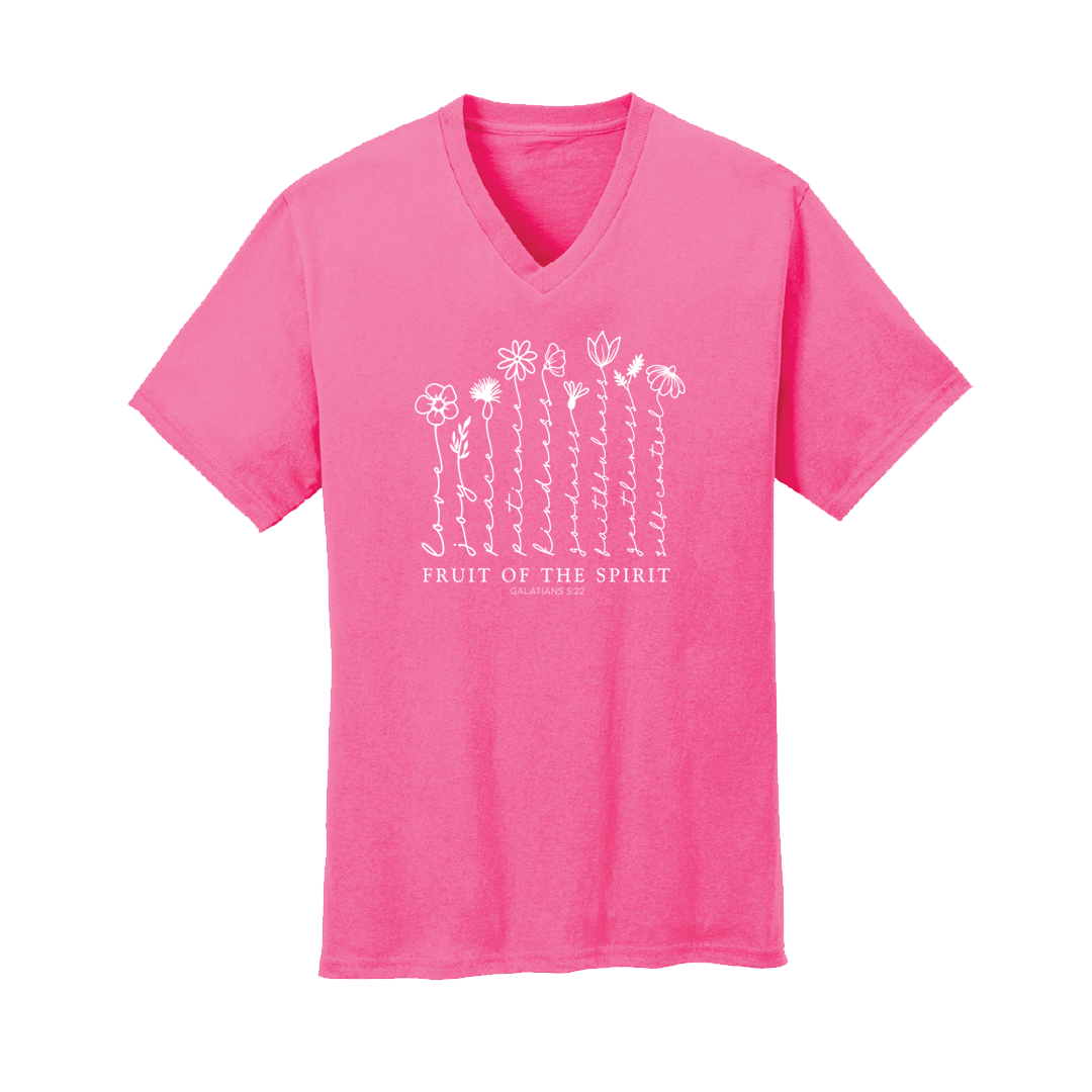 Fruit Of The Spirit Floral Vneck Tee Eternal Light Co