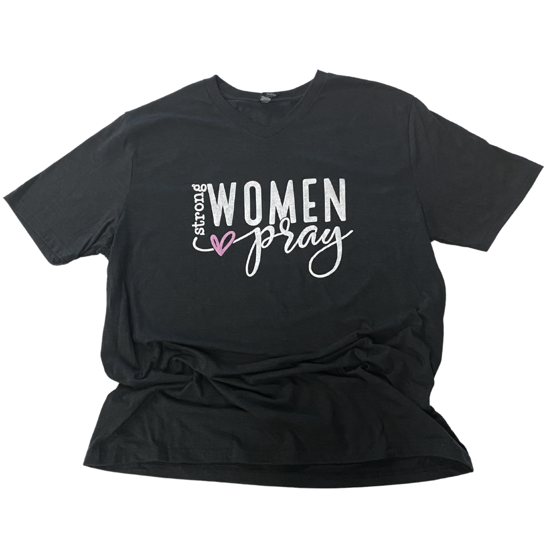 Strong Women Pray Vneck Tee