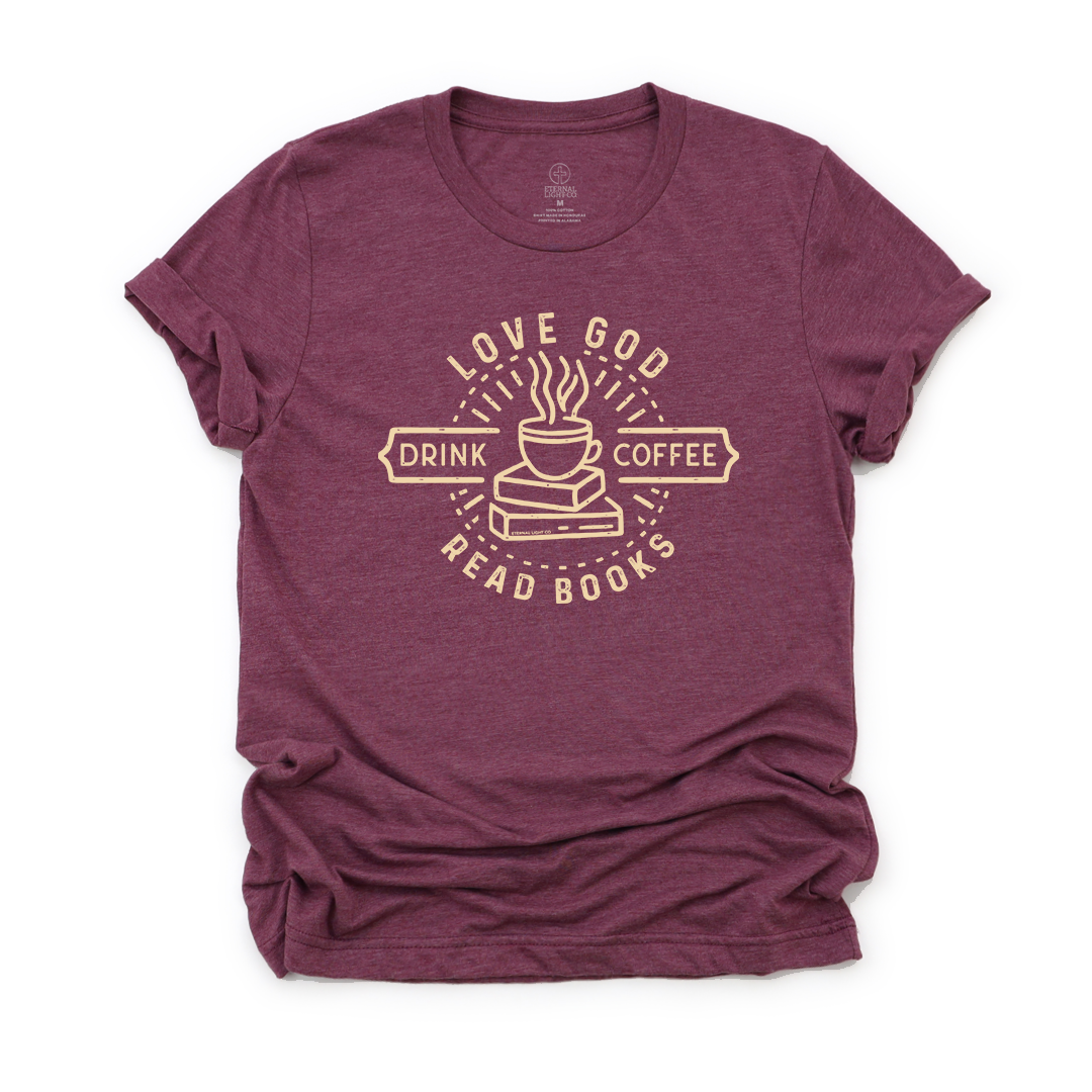 God Coffee Books Tee