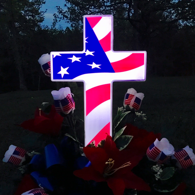 American Flag Eternal Light Cross